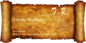 Tordy Rufusz névjegykártya